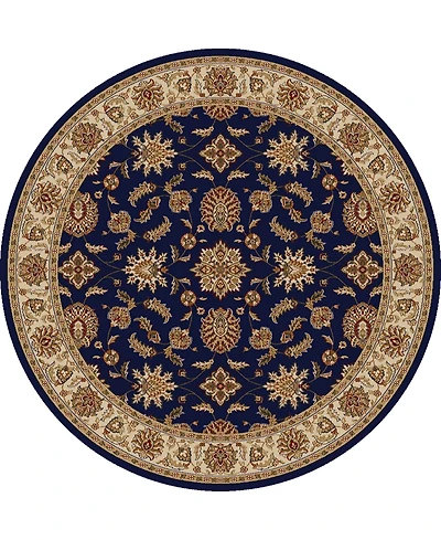 Closeout! Km Home 1592/1085/Navy Pesaro Blue 5'3" x 5'3" Round Area Rug