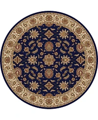 Closeout! Km Home 1592/1085/Navy Pesaro Blue 5'3" x 5'3" Round Area Rug