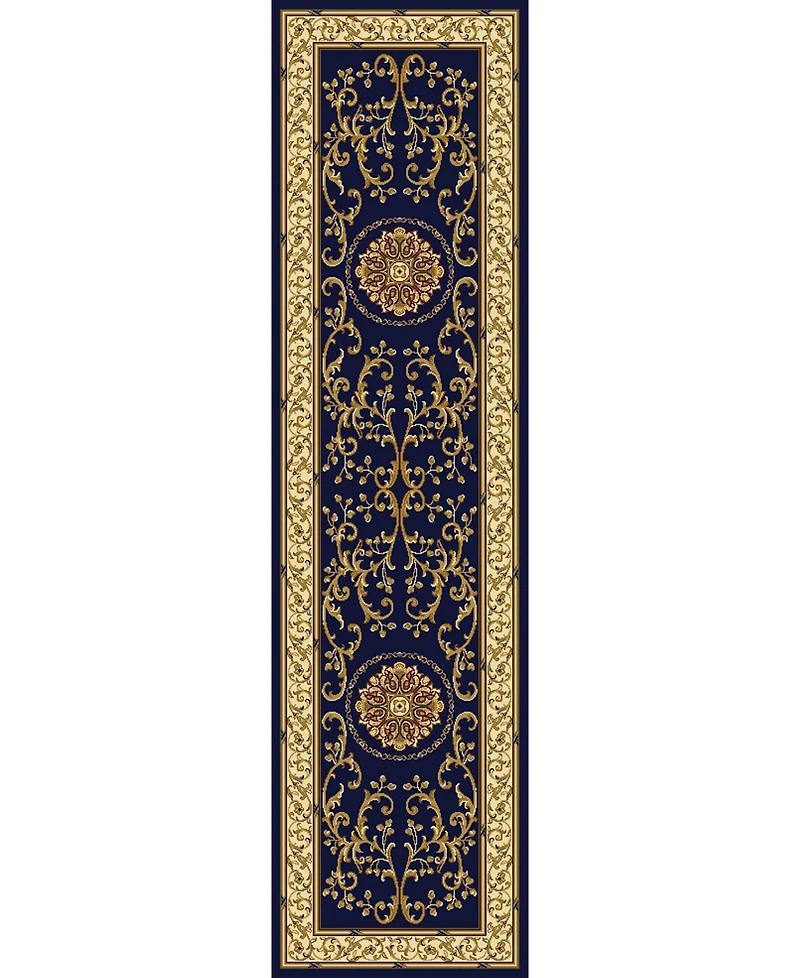 Closeout! Km Home 1419/1344/Navy Navelli Blue 2'2" x 8' Runner Rug