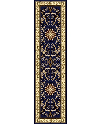 Closeout! Km Home 1419/1344/Navy Navelli Blue 2'2" x 8' Runner Rug
