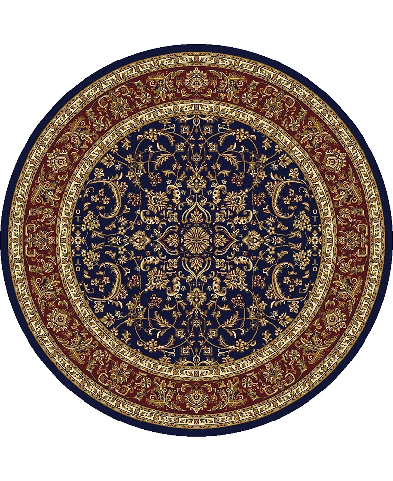 Closeout! Km Home 1318/1546/Navy Navelli Blue 5'3" x 5'3" Round Area Rug