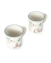 Winterberry Holiday Sentiments Joy & Cheer Mugs, Set of 2