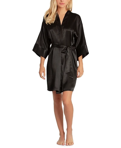 Linea Donatella Women's Short Satin Wrap Robe Lingerie