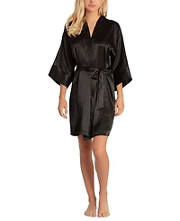 Linea Donatella Women's Short Satin Wrap Robe Lingerie