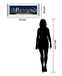 Classy Art New York At Night Xi by James Mcloughlin Mirror Framed Print Wall Art - 18" x 42"