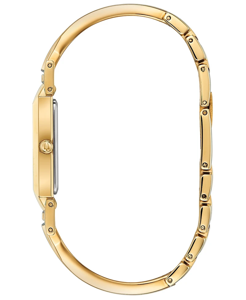 Bulova Women's Diamond-Accent Gold-Tone Stainless Steel Bangle Bracelet Watch 18x33mm
