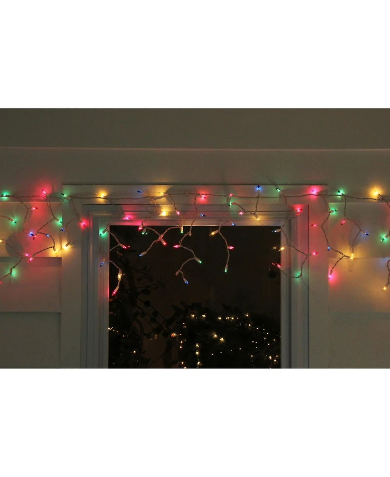 Northlight Set of 100 Multi-Color Mini Icicle Christmas Lights 3" Spacing - White Wire