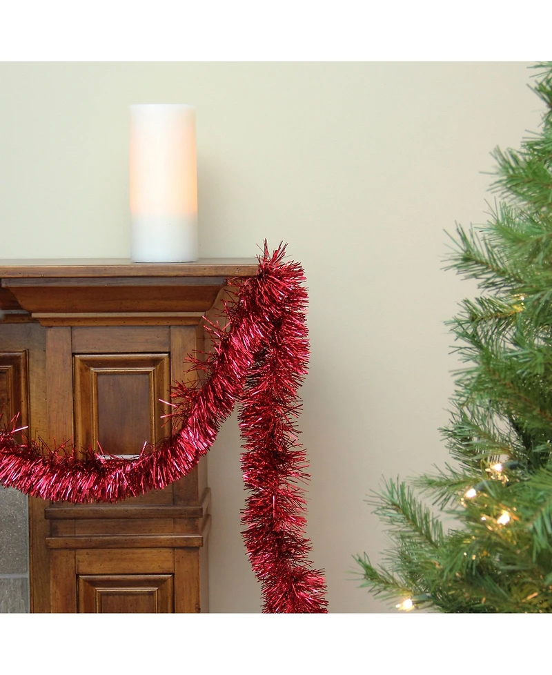 Northlight 50' Traditional Shiny Red 6 Ply Christmas Foil Tinsel Garland - Unlit