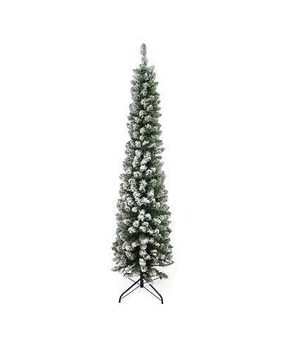 Northlight 6' Flocked Traditional Green Pine Pencil Artificial Christmas Tree - Unlit