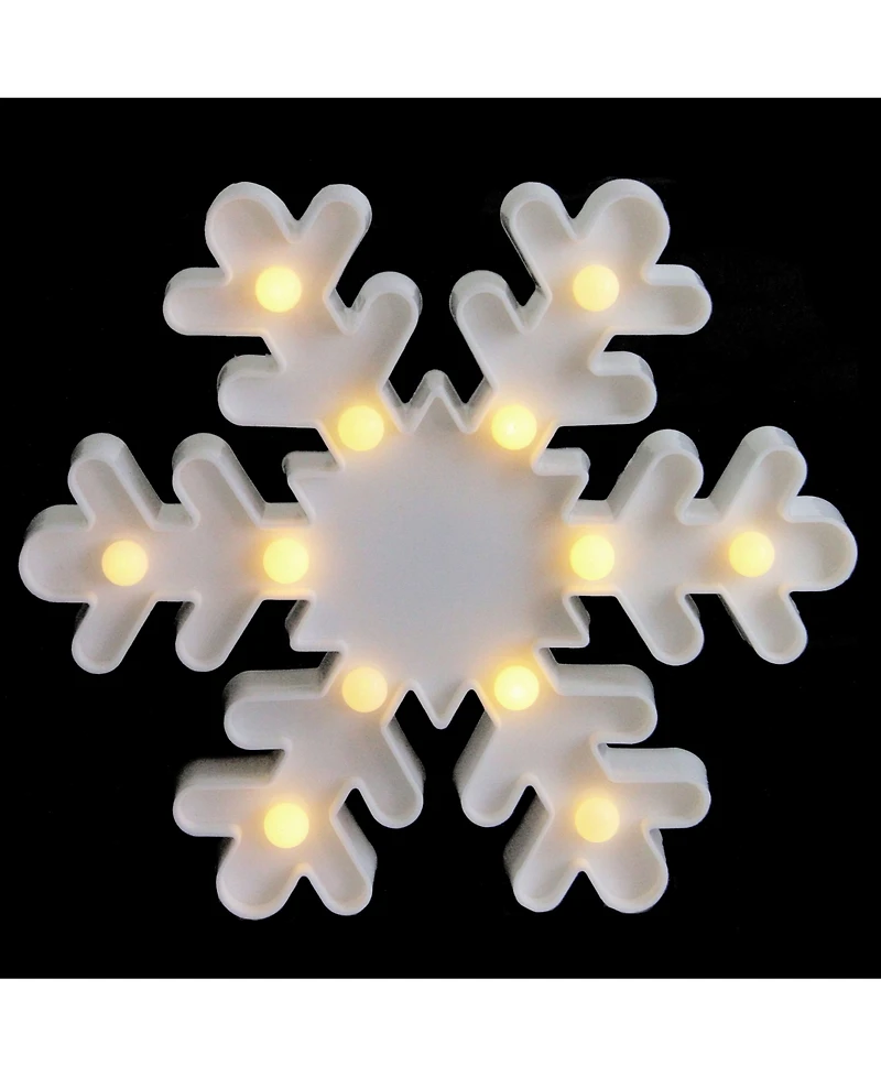 Northlight 9.5" Battery Operated Led Lighted White Snowflake Christmas Marquee Sign
