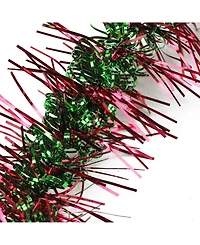 Northlight 50' Shiny Red and Green Spiral Center Christmas Tinsel Garland - Unlit
