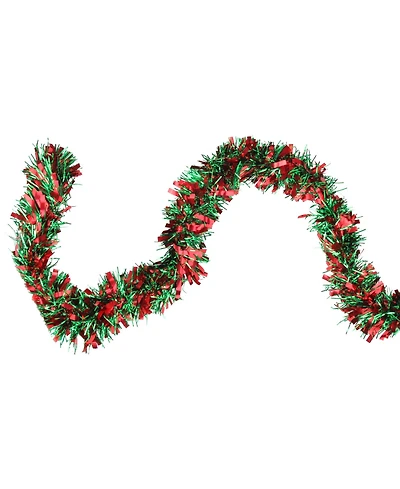 Northlight 50' Shiny Green and Red Christmas Tinsel Garland - Unlit