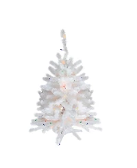 Northlight 18" Pre-Lit Snow White Artificial Christmas Tree - Multi-Color Lights