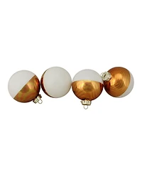 Northlight 4ct Shiny White and Gold Color Block Christmas Glass Ball Ornaments 3.25" 80mm