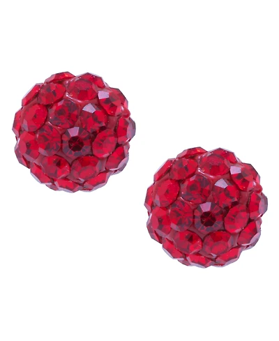 Crystal 6mm Pave Stud Earrings in Sterling Silver. Available in Clear, Blue or Red