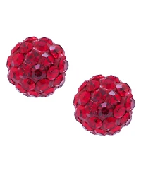 Crystal 6mm Pave Stud Earrings in Sterling Silver. Available in Clear, Blue or Red