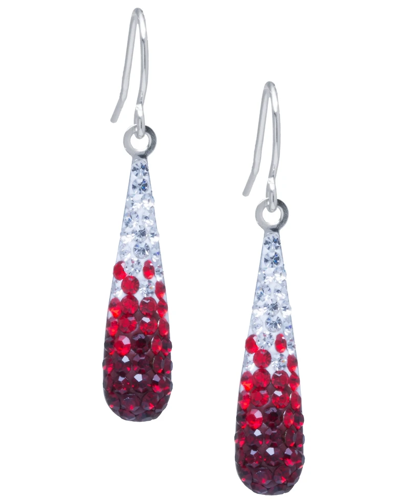 Crystal Pave Tear-Shape Drop Earrings Sterling Silver