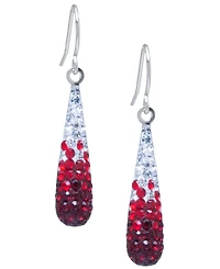Crystal Pave Tear-Shape Drop Earrings Sterling Silver