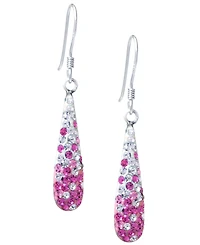 Crystal Pave Tear-Shape Drop Earrings Sterling Silver