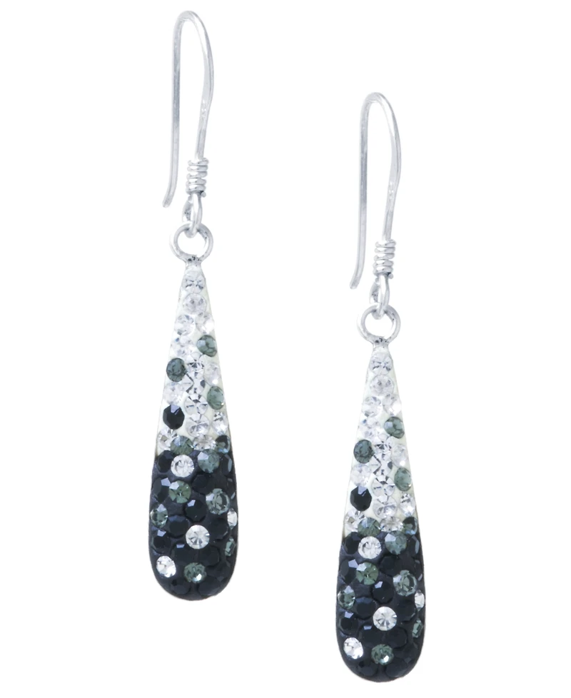 Crystal Pave Tear-Shape Drop Earrings Sterling Silver