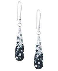 Crystal Pave Tear-Shape Drop Earrings Sterling Silver