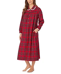 Lanz of Salzburg Cotton Lace-Trim Flannel Nightgown