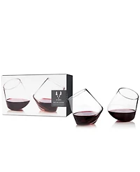 Viski Rolling Crystal Wine Glasses, Set of 2, 12 Oz