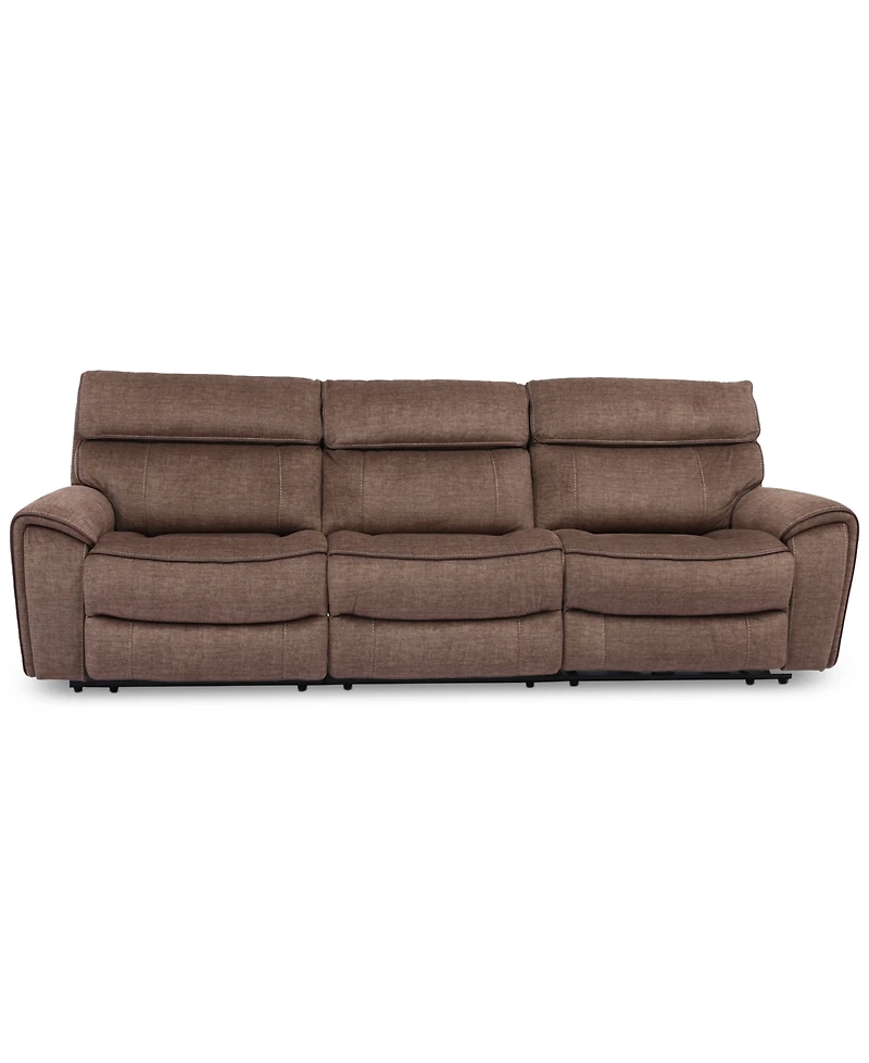 Closeout! Hutchenson 3-Pc. Fabric Sectional with 3 Power Recliners and Power Headrests