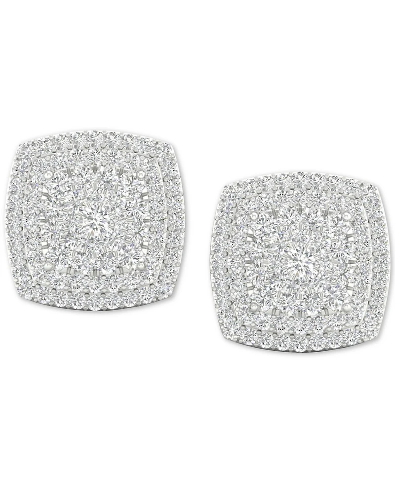 Diamond Square Cluster Stud Earrings (1/2 ct. t.w.) in Sterling Silver