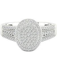 Diamond Oval Cluster Statement Ring (1/2 ct. t.w.) Sterling Silver