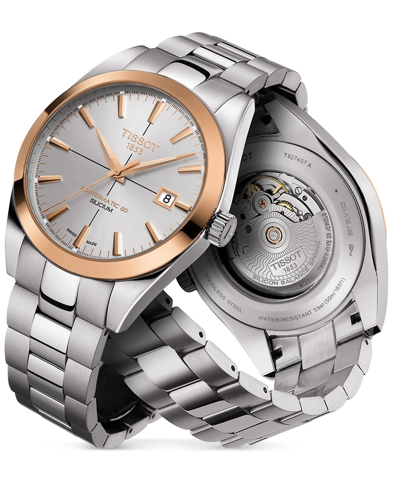 Tissot Men's Swiss Automatic Gentleman Stainless Steel Bracelet Watch 40mm