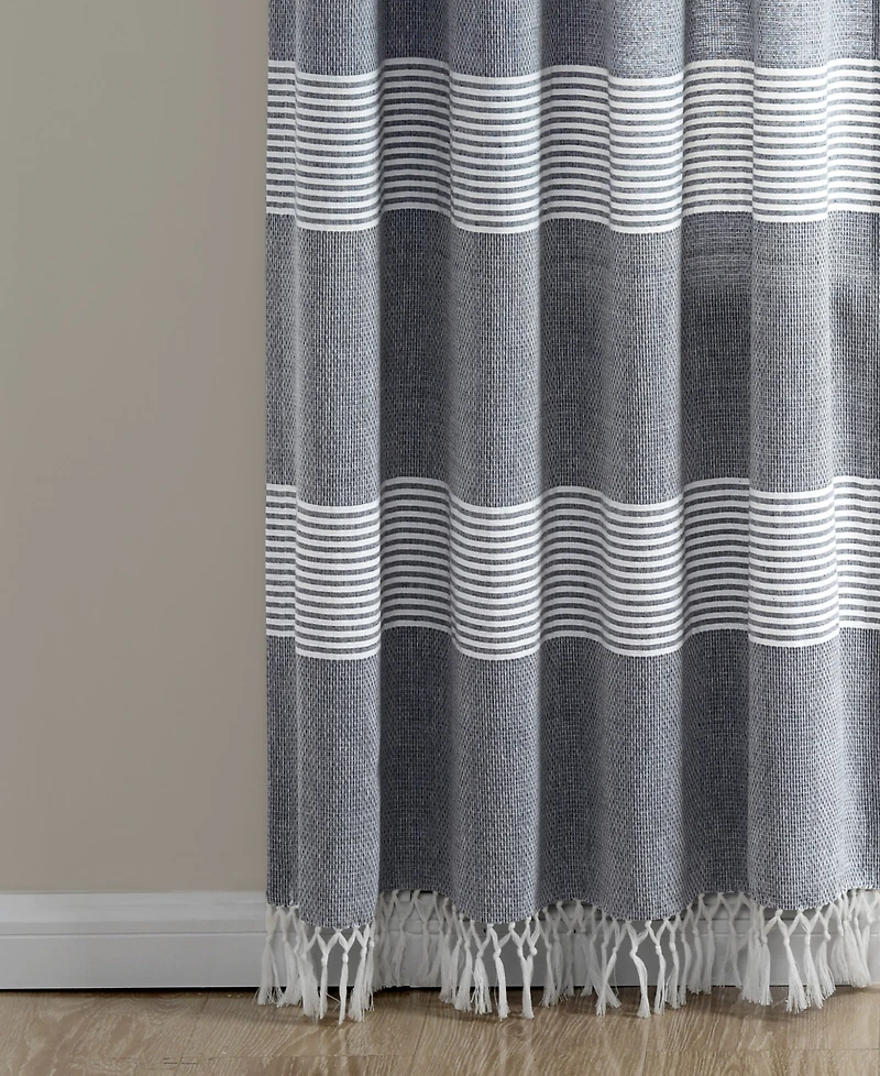 Lush Decor Tucker Stripe Yarn Dyed Cotton Knotted Tassel Window Curtain Panels