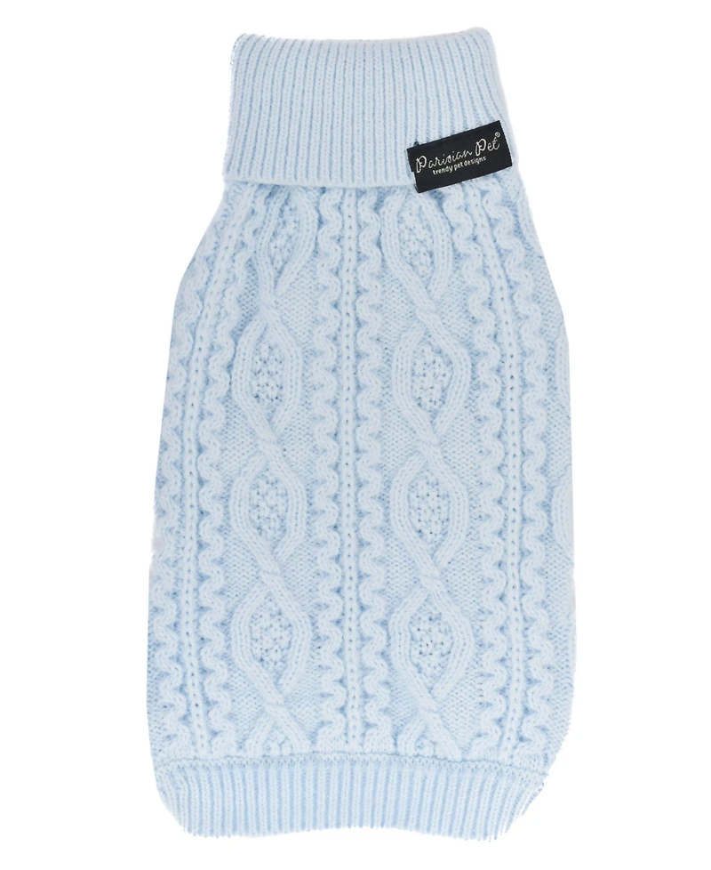 Parisian Pet Cable Knit Sweater Powder Blue