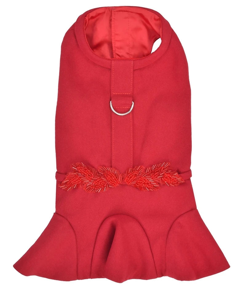 Parisian Pet Satin Embellished Red Dress