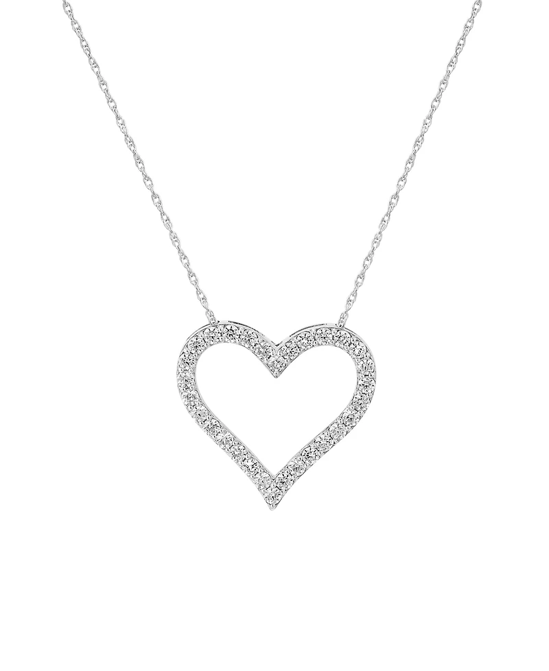 Diamond Heart Pendant Necklace (1/2 ct. t.w.) in 14k White or Yellow Gold, Wear It Both Ways