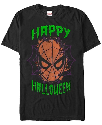 Marvel Men's Spider-Man Big Face Happy Halloween Short Sleeve T-Shirt