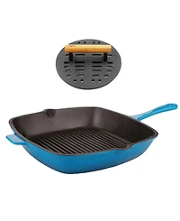 BergHOFF Neo 2pc Cast Iron 11" Grill Pan with Slotted Steak Press