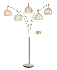 Artiva Usa Zucca 89" 5-Arch Brushed Steel Led Floor Lamp with Dimmer