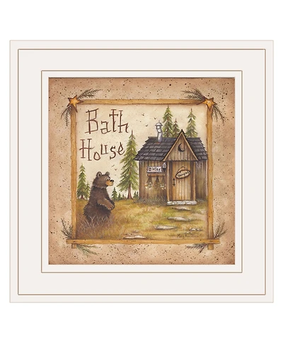 Trendy Decor 4U Bath House by Mary Ann June, Ready to hang Framed Print, White Frame, 13" x 13"