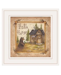 Trendy Decor 4U Bath House by Mary Ann June, Ready to hang Framed Print, White Frame, 13" x 13"