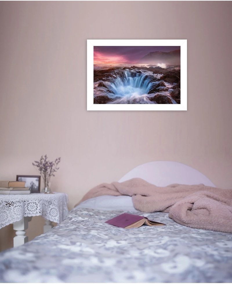 Trendy Decor 4U Genesis by Moises Levy, Ready to hang Framed Print, White Frame, 21" x 15"