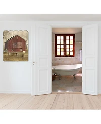 Trendy Decor 4U Flag Barn by Billy Jacobs, Printed Wall Art on a Wood Picket Fence, 16" x 20"