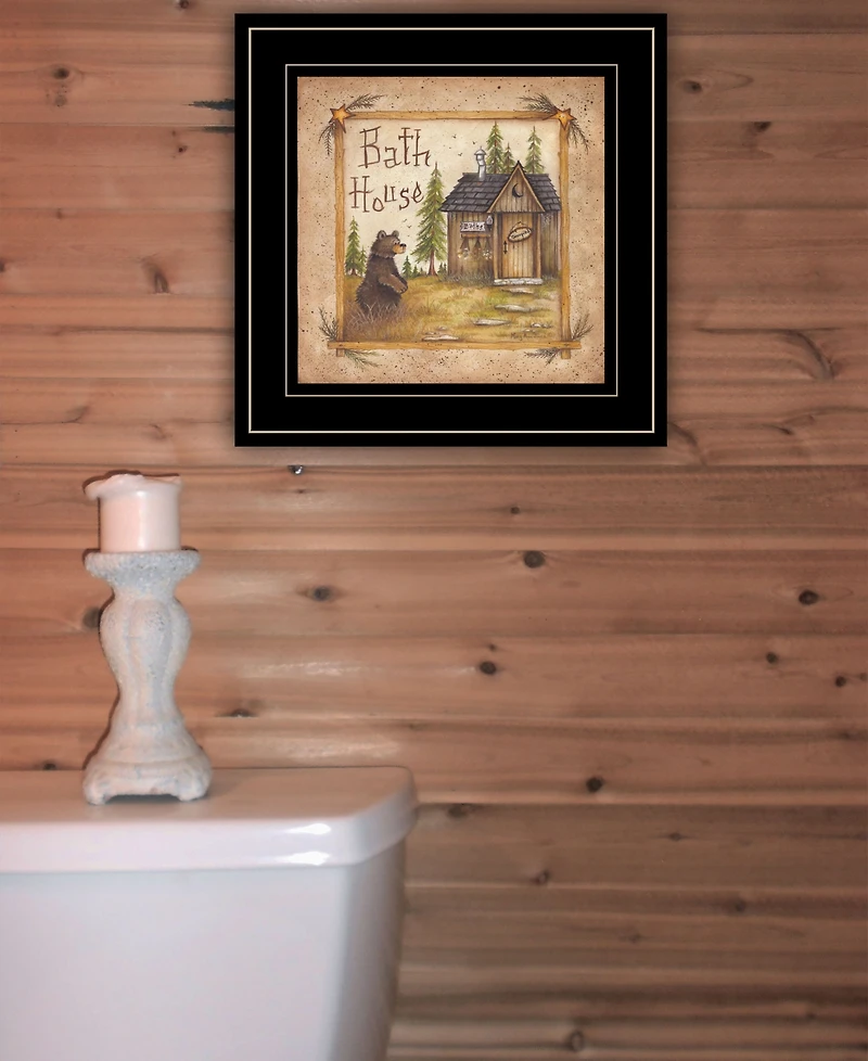 Trendy Decor 4U Bath House by Mary Ann June, Ready to hang Framed Print, Black Frame, 13" x 13"