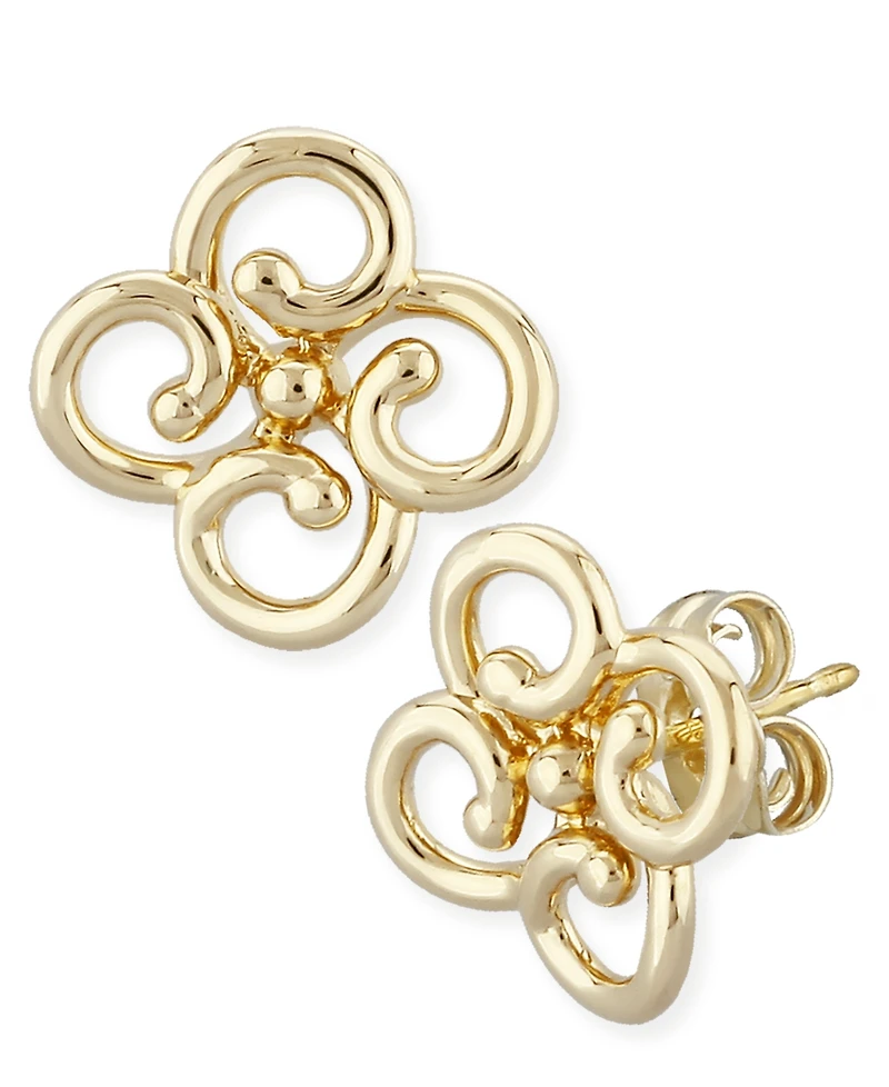 Twist Clover Stud Earrings Set in 14k Yellow Gold