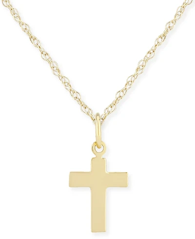Flat Cross Necklace Set 14k Gold
