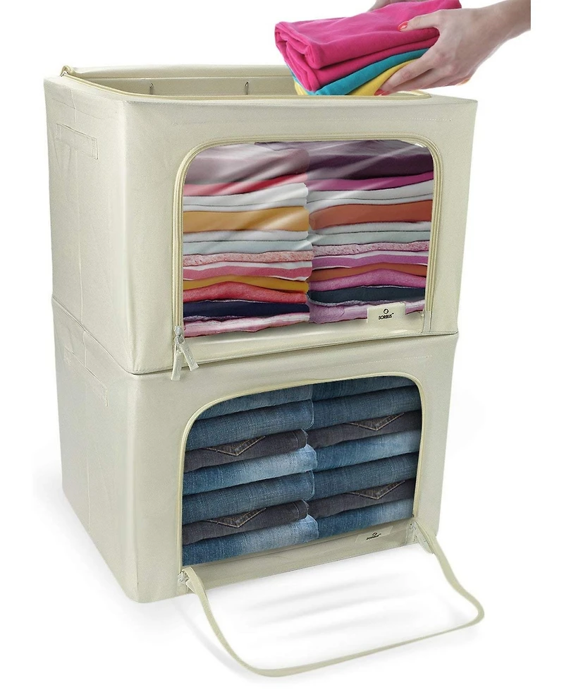 Sorbus Pack Foldable Storage Box - Metal Frame, Oxford Fabric, Large Window & Handles Organization for Bedroom