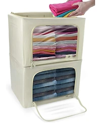 Sorbus Pack Foldable Storage Box - Metal Frame, Oxford Fabric, Large Window & Handles Organization for Bedroom
