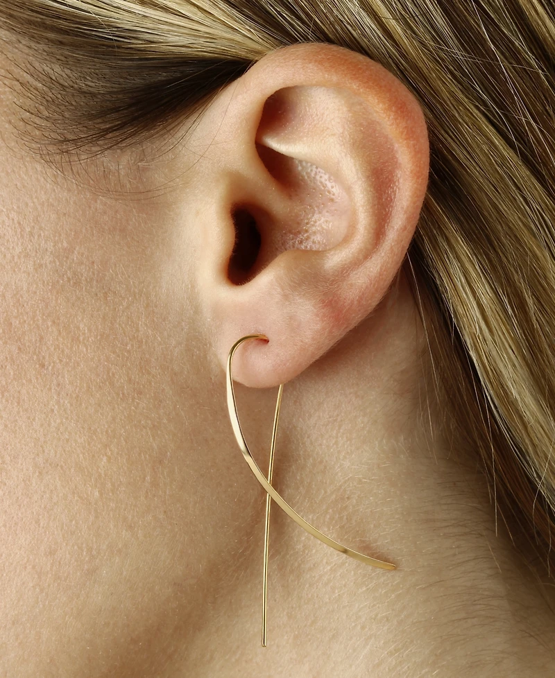 Cross Over Wire Sweep Earrings Set in 14k White, Yellow or Rose Gold