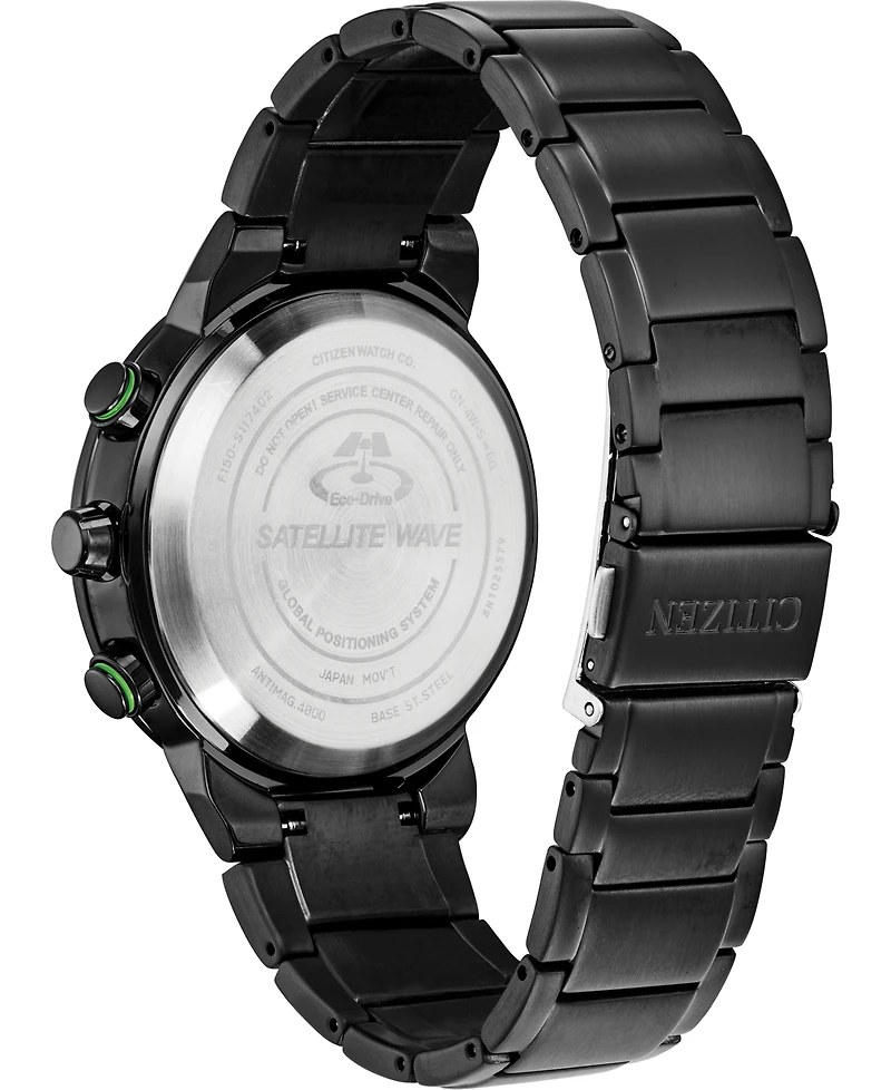 Citizen Eco-Drive Men's Satellite Wave Gps Black-Tone Stainless Steel Bracelet Watch 44mm