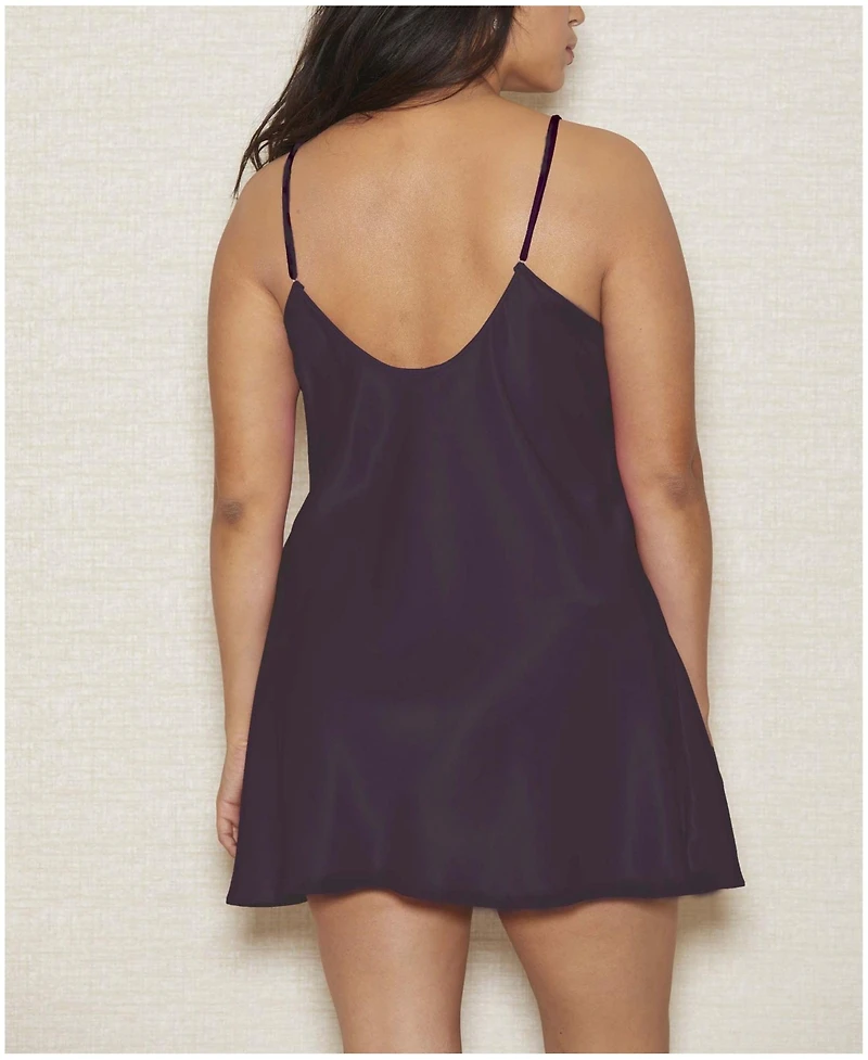 iCollection Women's Ultra Soft Satin Chemise Lingerie with Adjustable Straps